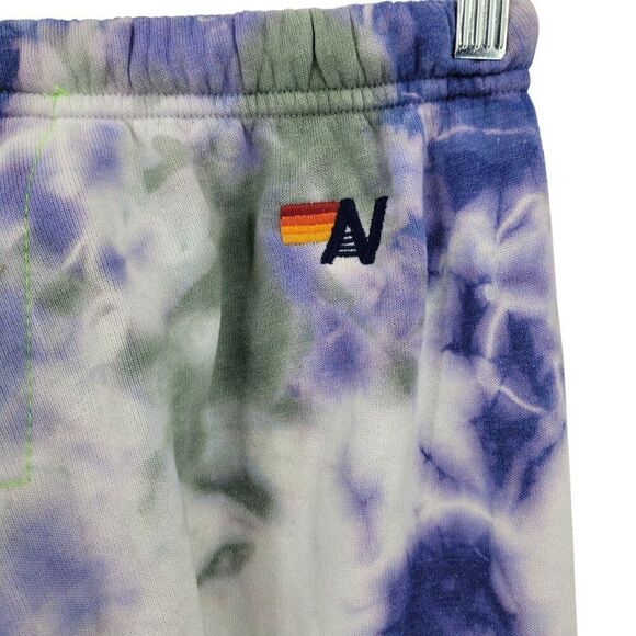 Aviator Nation Hamptons Sweatpants Sz S Logo Tie-Dye Cloud Purple Spell Out - Picture 11 of 13